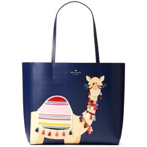 KATE SPADE Spice Things Up Camel Luvvie Shoulder Bag Tote Navy Blue Novelty 3D
